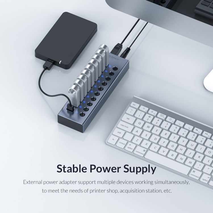 ORICO BT2U3-7AB-GY-BP 7 Ports USB 3.0 HUB with Individual Switches(EU Plug)