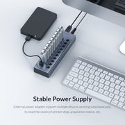 ORICO BT2U3-7AB-GY-BP 7 Ports USB 3.0 HUB with Individual Switches(EU Plug)