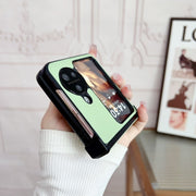 For OPPO Find N3 Flip Three-piece Set Morandi Solid Color Leather Texture Phone Case(White)
