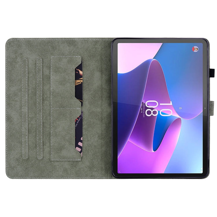 For Lenovo Tab P12 Tiger Pattern Flip Leather Tablet Case(Grey)