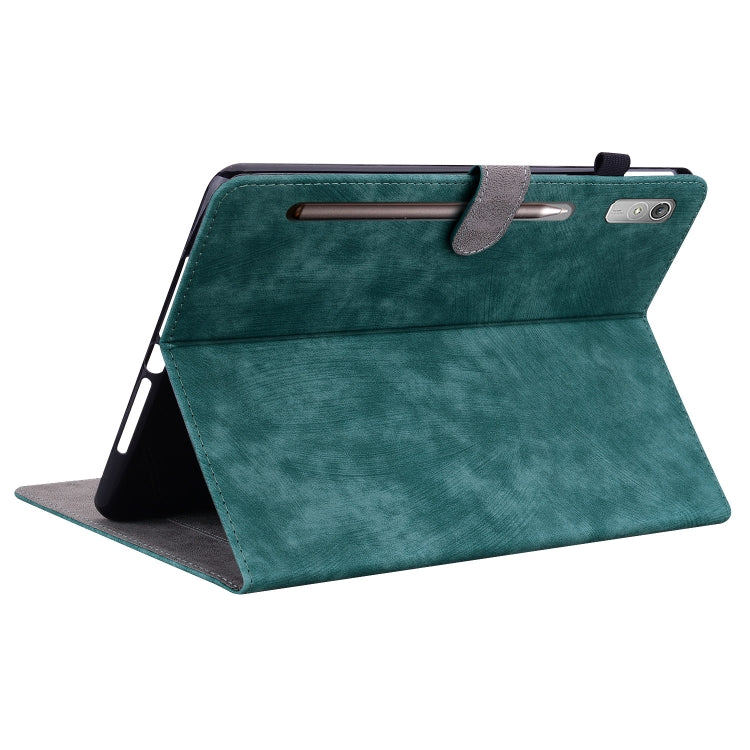 For Lenovo Tab P12 Tiger Pattern Flip Leather Tablet Case(Dark Green)