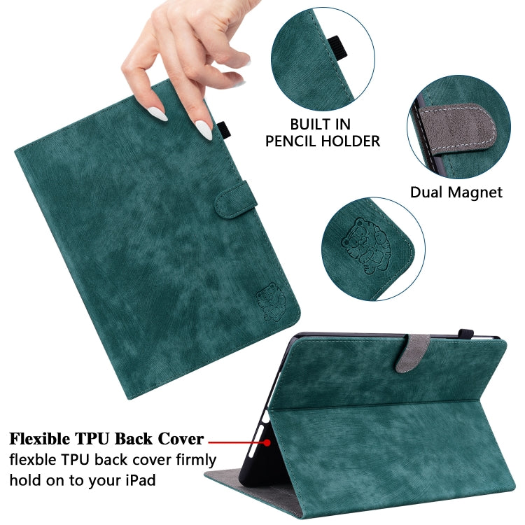 For Lenovo Tab P12 Tiger Pattern Flip Leather Tablet Case(Dark Green)