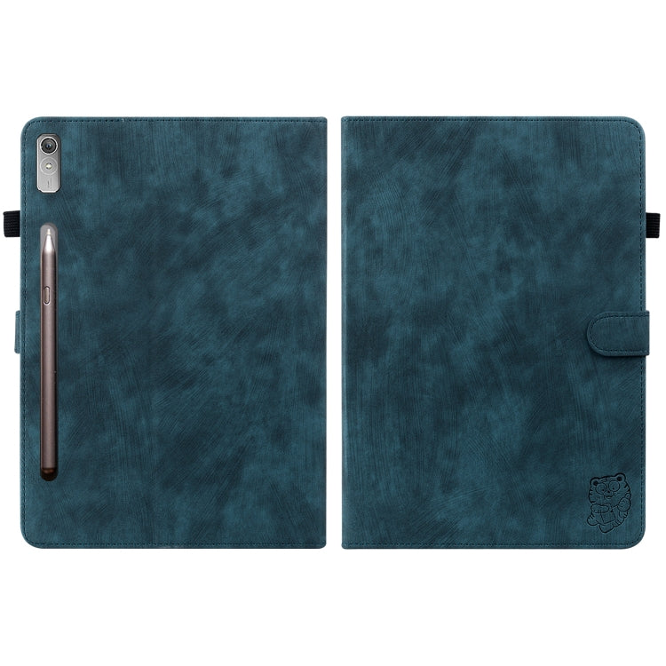 For Lenovo Tab P12 Tiger Pattern Flip Leather Tablet Case(Dark Blue)