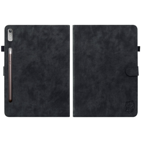 For Lenovo Tab P12 Tiger Pattern Flip Leather Tablet Case(Black)