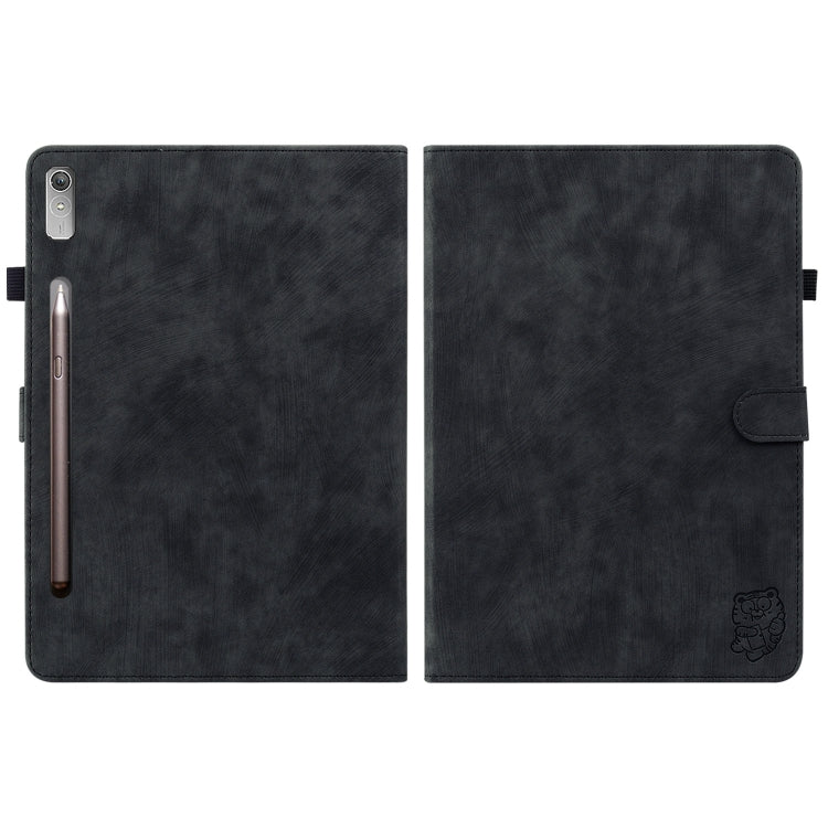For Lenovo Tab P12 Tiger Pattern Flip Leather Tablet Case(Black)