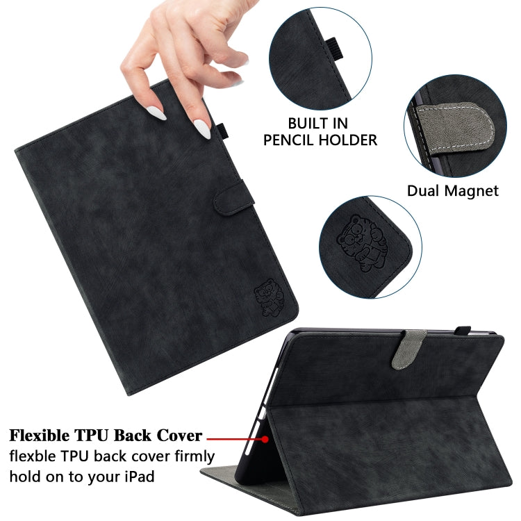 For Lenovo Tab P12 Tiger Pattern Flip Leather Tablet Case(Black)