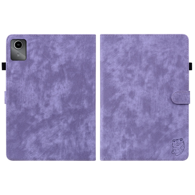 For Lenovo Tab M11/Xiaoxin Pad 11 2024 Tiger Pattern Flip Leather Tablet Case(Purple)