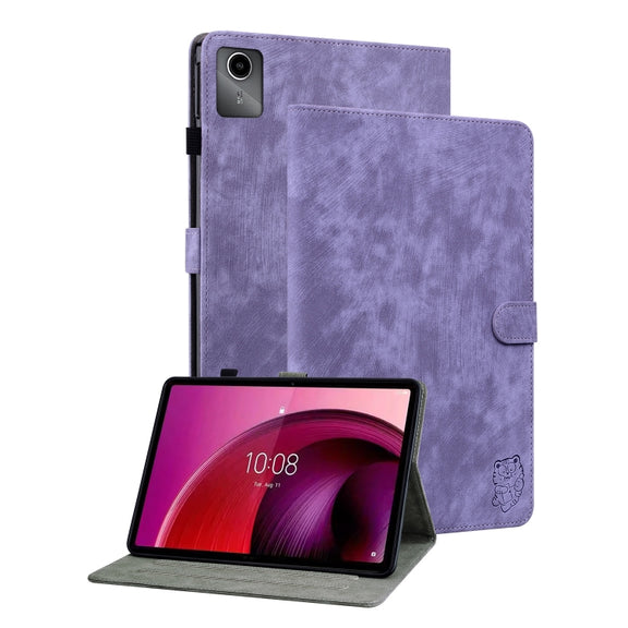 For Lenovo Tab M11/Xiaoxin Pad 11 2024 Tiger Pattern Flip Leather Tablet Case(Purple)