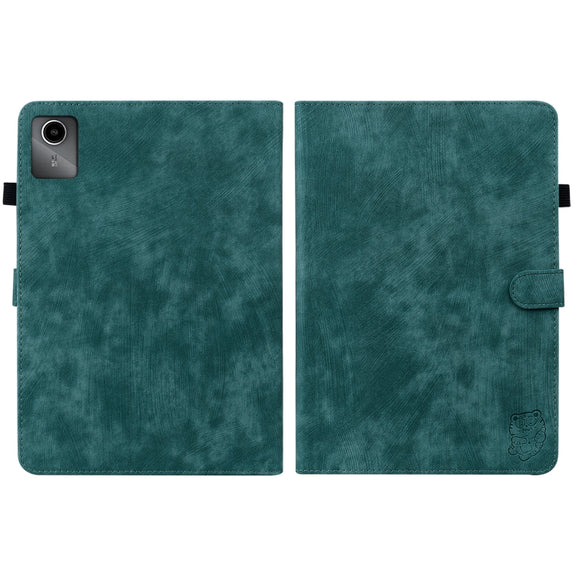For Lenovo Tab M11/Xiaoxin Pad 11 2024 Tiger Pattern Flip Leather Tablet Case(Dark Green)