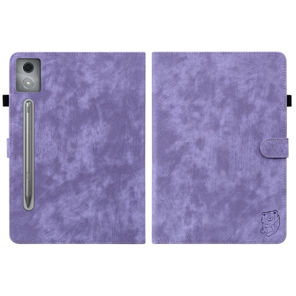 For Lenovo Tab P12 Pro 12.7 2025 Tiger Pattern Flip Leather Tablet Case(Purple)