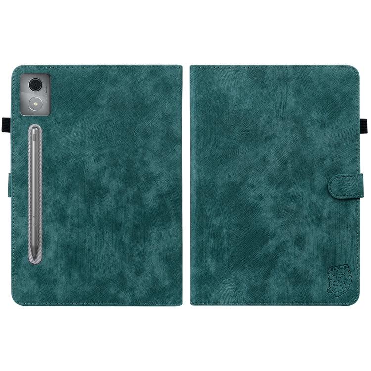 For Lenovo Tab P12 Pro 12.7 2025 Tiger Pattern Flip Leather Tablet Case(Dark Green)