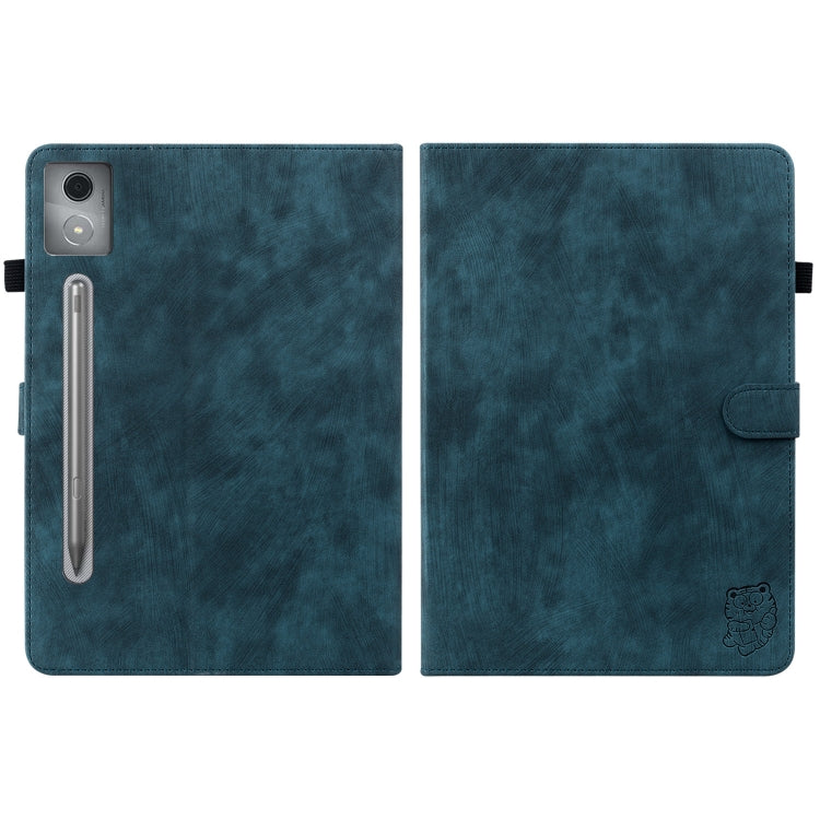 For Lenovo Tab P12 Pro 12.7 2025 Tiger Pattern Flip Leather Tablet Case(Dark Blue)