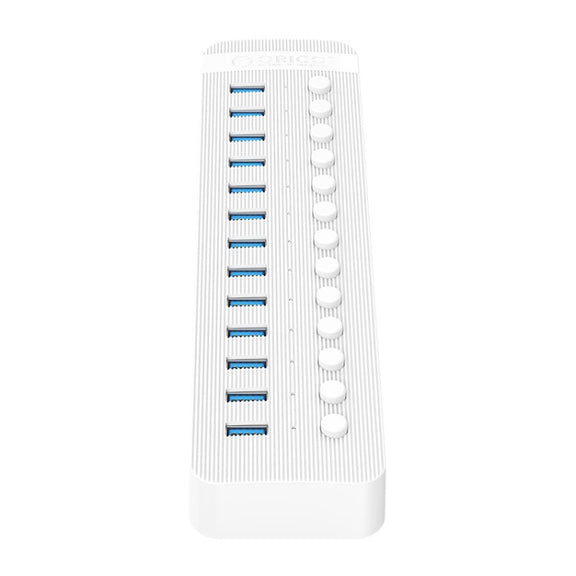 ORICO CT2U3-13AB Plastic Stripes 13 Ports USB 3.0 HUB with Individual Switches, Plug:AU Plug(White)