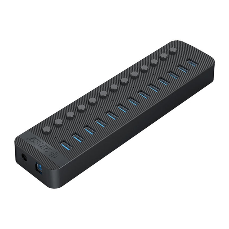 ORICO CT2U3-13AB Plastic Stripes 13 Ports USB 3.0 HUB with Individual Switches, Plug:EU Plug(Black)