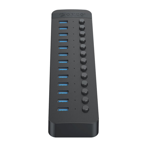 ORICO CT2U3-13AB Plastic Stripes 13 Ports USB 3.0 HUB with Individual Switches, Plug:EU Plug(Black)