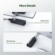 ORICO CT2U3-13AB Plastic Stripes 13 Ports USB 3.0 HUB with Individual Switches, Plug:US Plug(White)