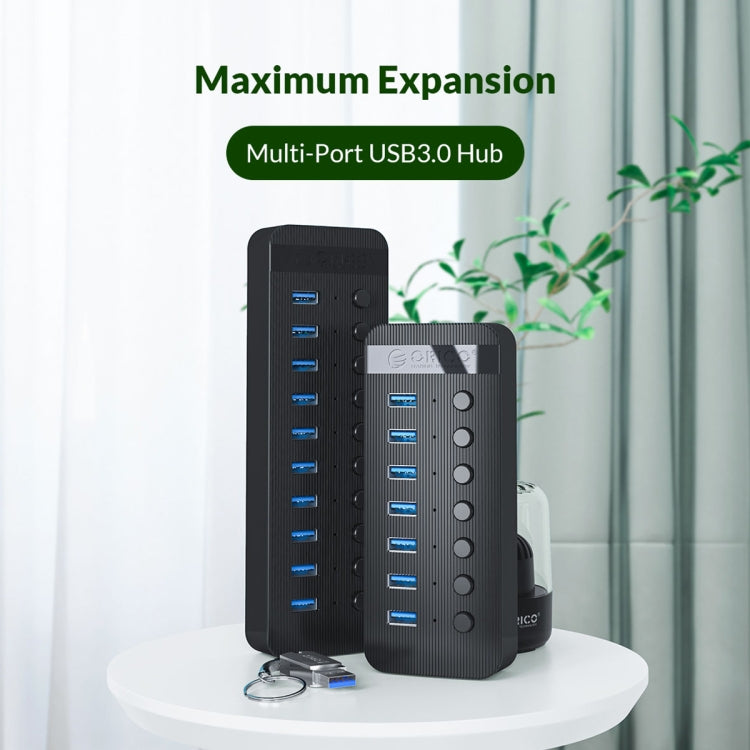 ORICO CT2U3-13AB Plastic Stripes 13 Ports USB 3.0 HUB with Individual Switches, Plug:US Plug(White)