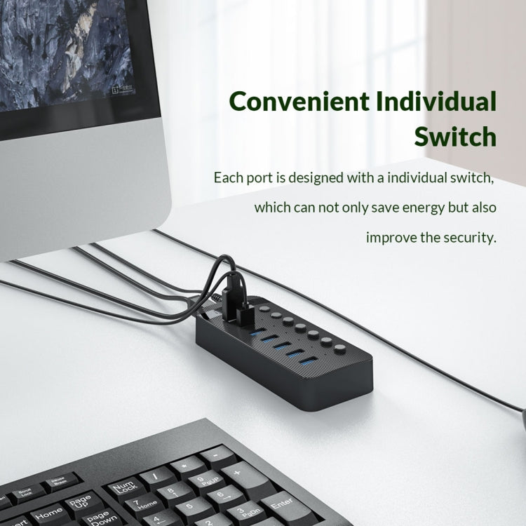 ORICO CT2U3-13AB Plastic Stripes 13 Ports USB 3.0 HUB with Individual Switches, Plug:EU Plug(White)