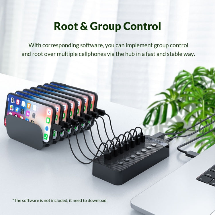 ORICO CT2U3-13AB Plastic Stripes 13 Ports USB 3.0 HUB with Individual Switches, Plug:EU Plug(White)