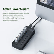 ORICO CT2U3-13AB Plastic Stripes 13 Ports USB 3.0 HUB with Individual Switches, Plug:EU Plug(White)