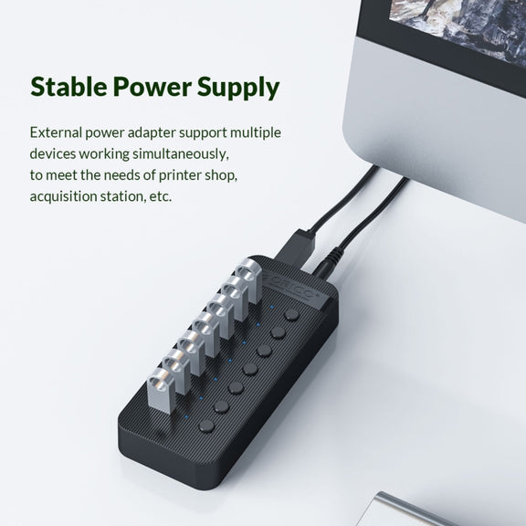 ORICO CT2U3-13AB Plastic Stripes 13 Ports USB 3.0 HUB with Individual Switches, Plug:EU Plug(White)