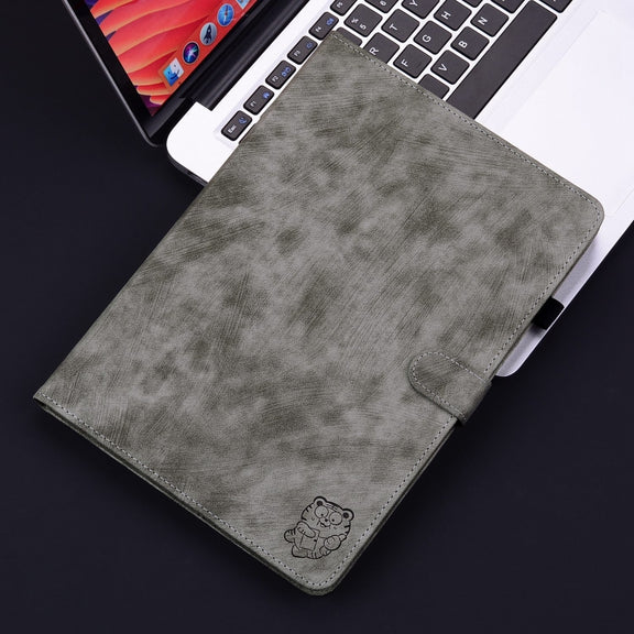 For Honor Pad 9 12.1 Embossed Tiger Pattern Leather Tablet Case(Grey)