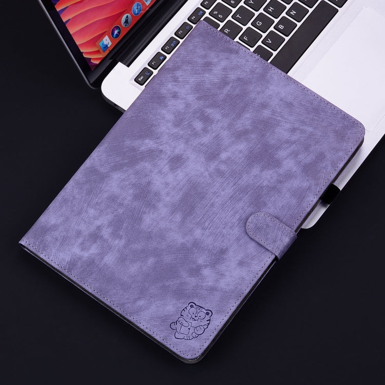 For Honor Pad 9 12.1 Embossed Tiger Pattern Leather Tablet Case(Purple)