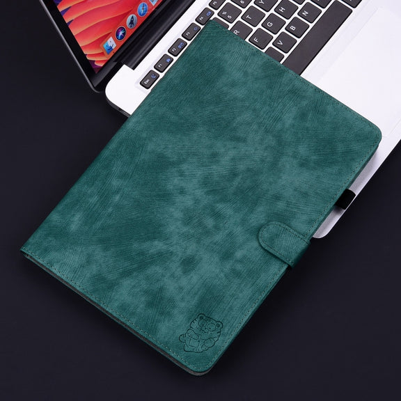 For Honor Pad 9 12.1 Embossed Tiger Pattern Leather Tablet Case(Dark Green)