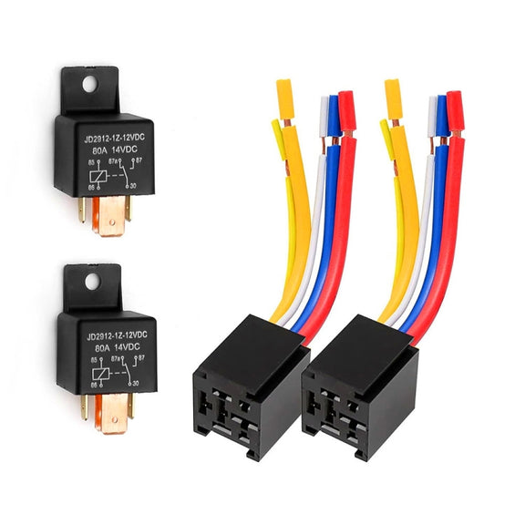 JD2912 80A 12V 5 Pin Car Relay with Wire SPDT Socket Plug