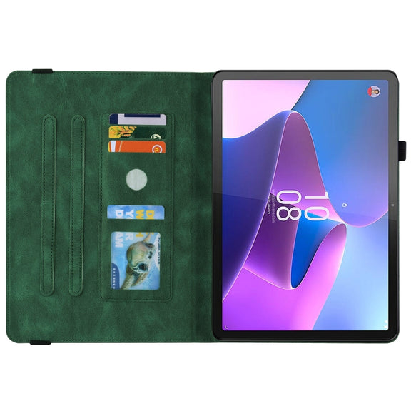 For Lenovo Tab P12 Butterfly Flower Embossed Leather Tablet Case(Green)