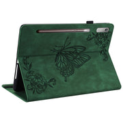For Lenovo Tab P12 Butterfly Flower Embossed Leather Tablet Case(Green)