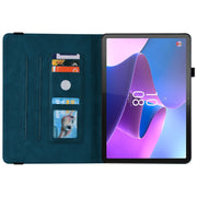 For Lenovo Tab P12 Butterfly Flower Embossed Leather Tablet Case(Blue)