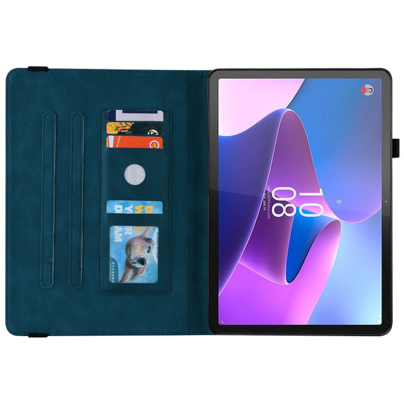 For Lenovo Tab P12 Butterfly Flower Embossed Leather Tablet Case(Blue)