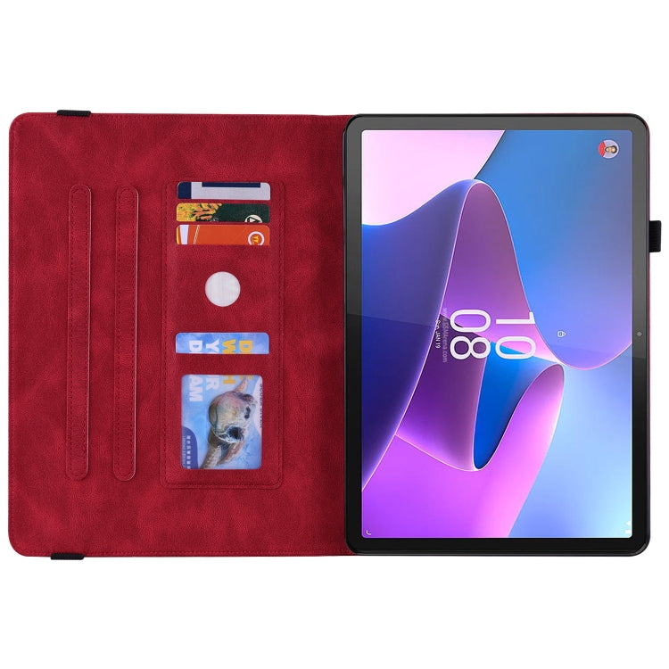 For Lenovo Tab P12 Butterfly Flower Embossed Leather Tablet Case(Red)