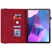 For Lenovo Tab P12 Butterfly Flower Embossed Leather Tablet Case(Red)