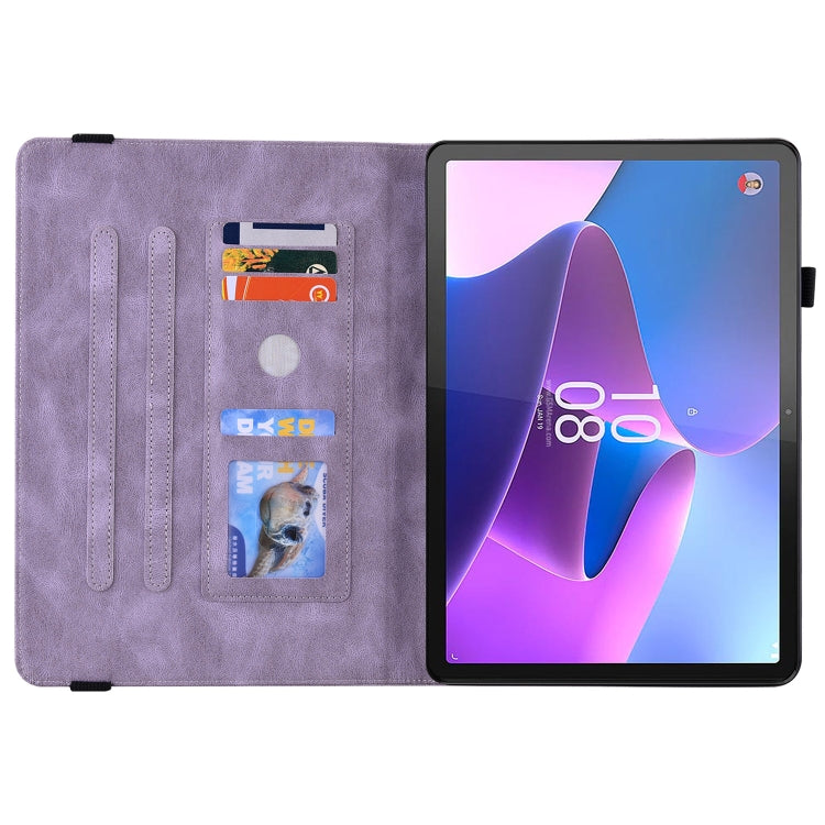 For Lenovo Tab P12 Butterfly Flower Embossed Leather Tablet Case(Purple)