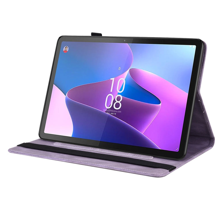 For Lenovo Tab P12 Butterfly Flower Embossed Leather Tablet Case(Purple)