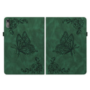 For Lenovo Tab M10 5G 10.6 inch Butterfly Flower Embossed Leather Tablet Case(Green)