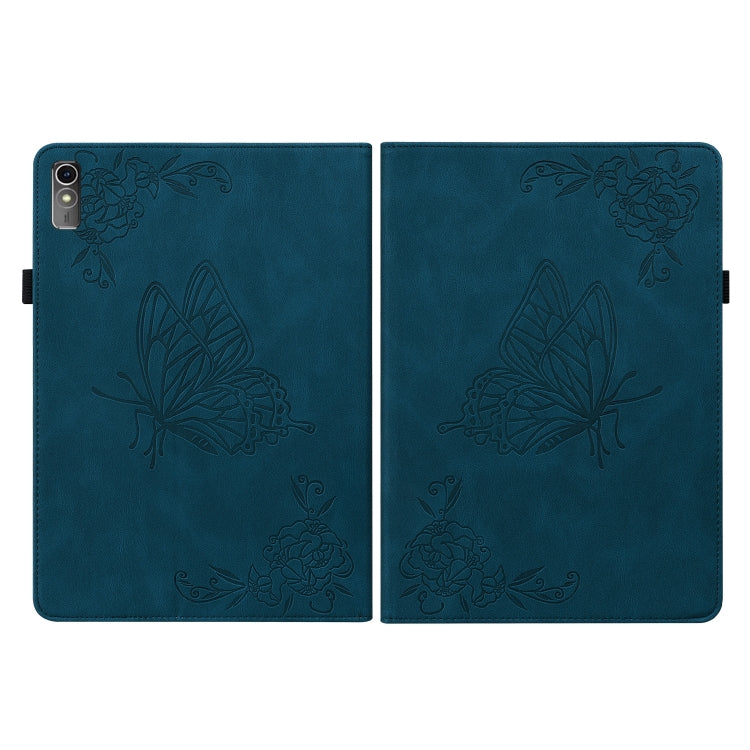 For Lenovo Tab M10 5G 10.6 inch Butterfly Flower Embossed Leather Tablet Case(Blue)
