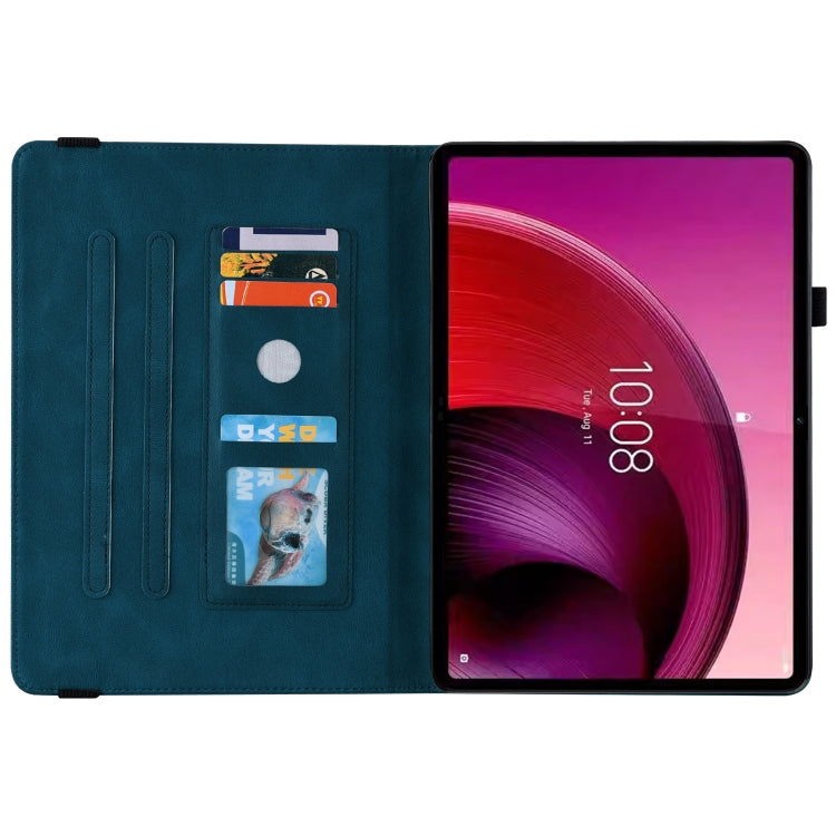 For Lenovo Tab M10 5G 10.6 inch Butterfly Flower Embossed Leather Tablet Case(Blue)