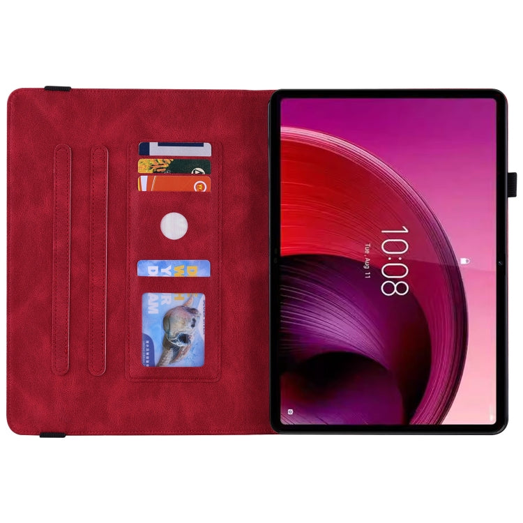 For Lenovo Tab M10 5G 10.6 inch Butterfly Flower Embossed Leather Tablet Case(Red)