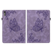 For Lenovo Tab M10 5G 10.6 inch Butterfly Flower Embossed Leather Tablet Case(Purple)