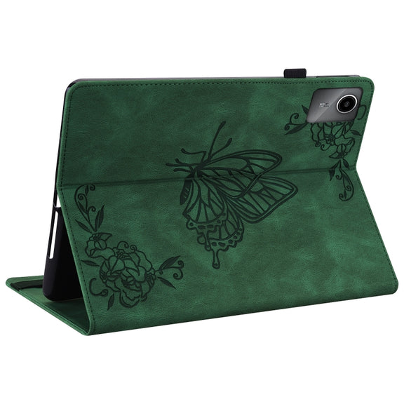 For Lenovo Tab M11/Xiaoxin Pad 11 2024 Butterfly Flower Embossed Leather Tablet Case(Green)