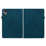 For Lenovo Tab M11/Xiaoxin Pad 11 2024 Butterfly Flower Embossed Leather Tablet Case(Blue)