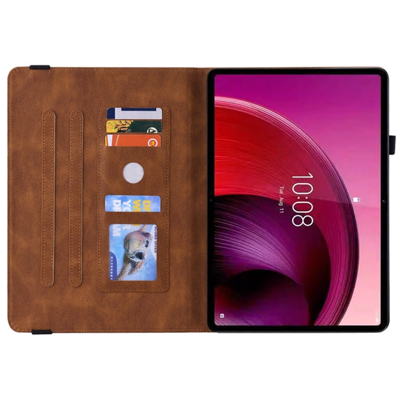 For Lenovo Tab M11/Xiaoxin Pad 11 2024 Butterfly Flower Embossed Leather Tablet Case(Brown)
