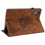 For Lenovo Tab M11/Xiaoxin Pad 11 2024 Butterfly Flower Embossed Leather Tablet Case(Brown)