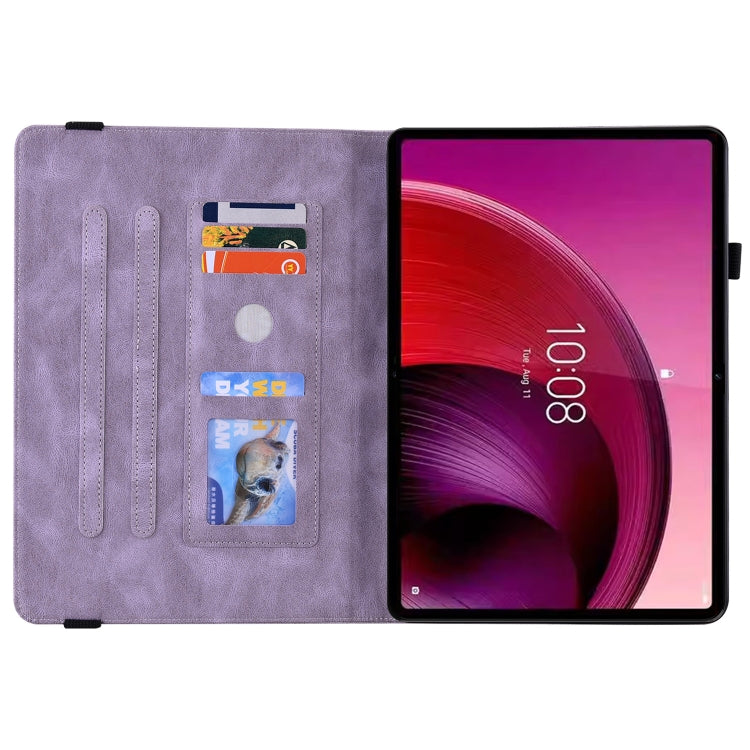For Lenovo Tab M11/Xiaoxin Pad 11 2024 Butterfly Flower Embossed Leather Tablet Case(Purple)