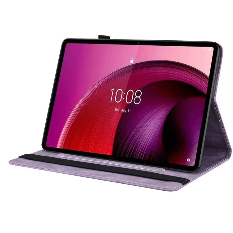 For Lenovo Tab M11/Xiaoxin Pad 11 2024 Butterfly Flower Embossed Leather Tablet Case(Purple)
