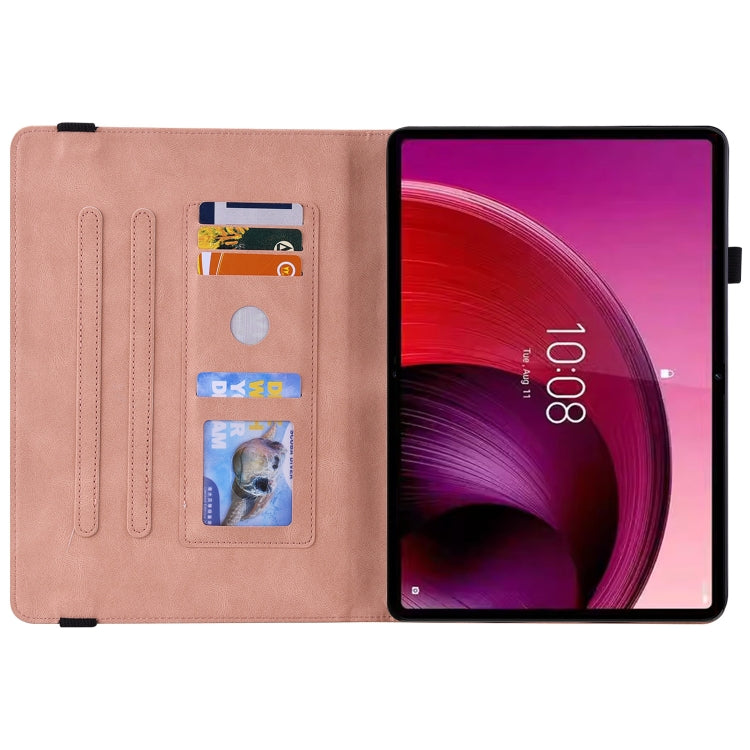 For Lenovo Tab M11/Xiaoxin Pad 11 2024 Butterfly Flower Embossed Leather Tablet Case(Rose Gold)