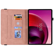 For Lenovo Tab M11/Xiaoxin Pad 11 2024 Butterfly Flower Embossed Leather Tablet Case(Rose Gold)